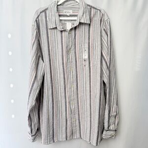 NWT GAP Men's Casual Striped Button-Down Shirt - Gray & Blue, XL
